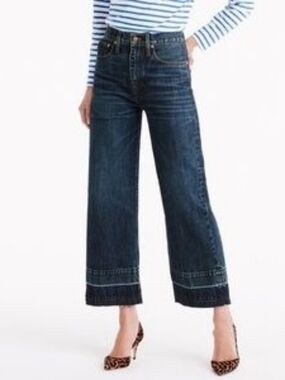 Point Sur Denim High Waist Wide Leg Cropped Jeans 30